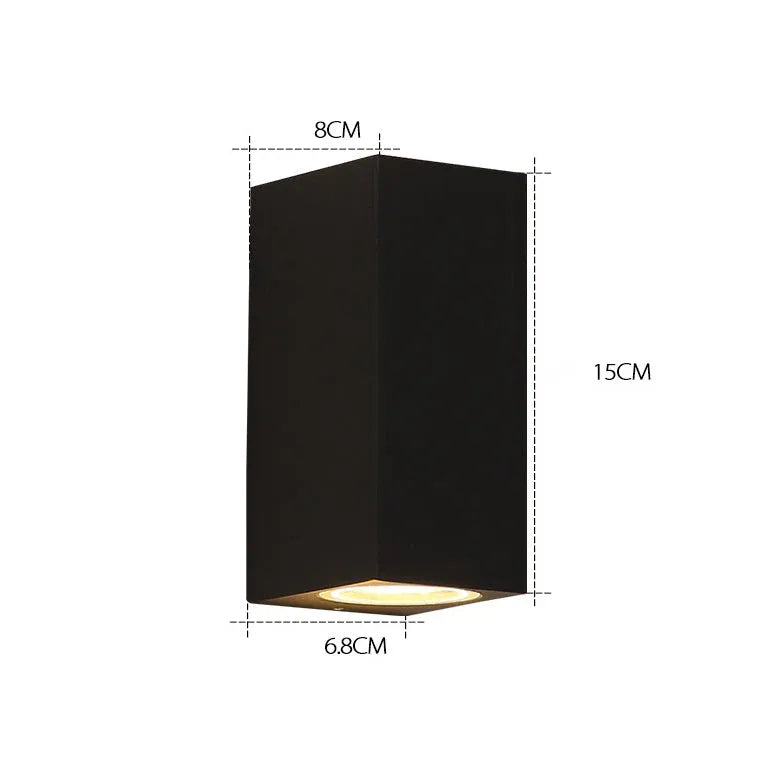 Black Up & Down Light Square Orr Metal & Glass Led