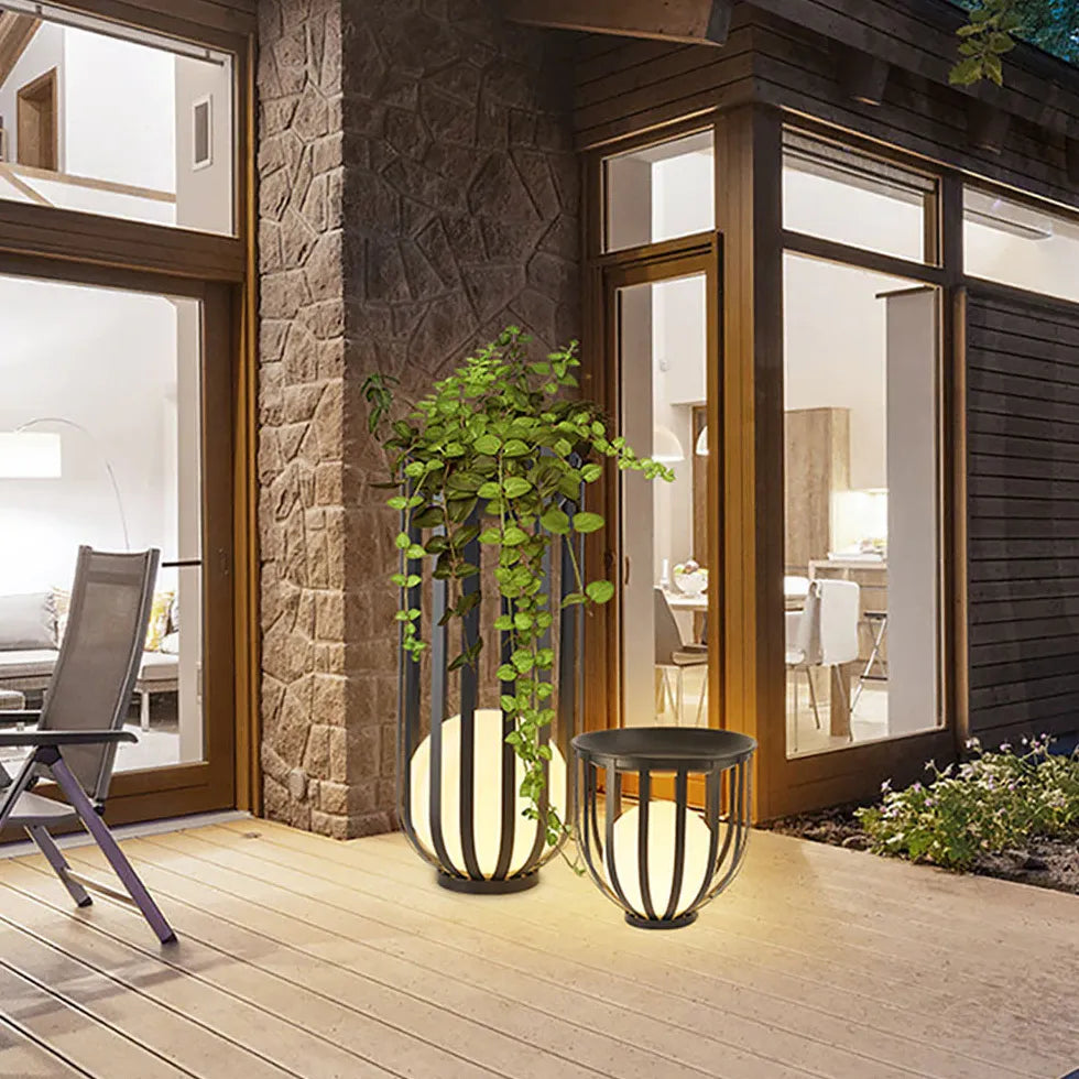 Black Floor Lamp & Lanterns Orr Metal Solar