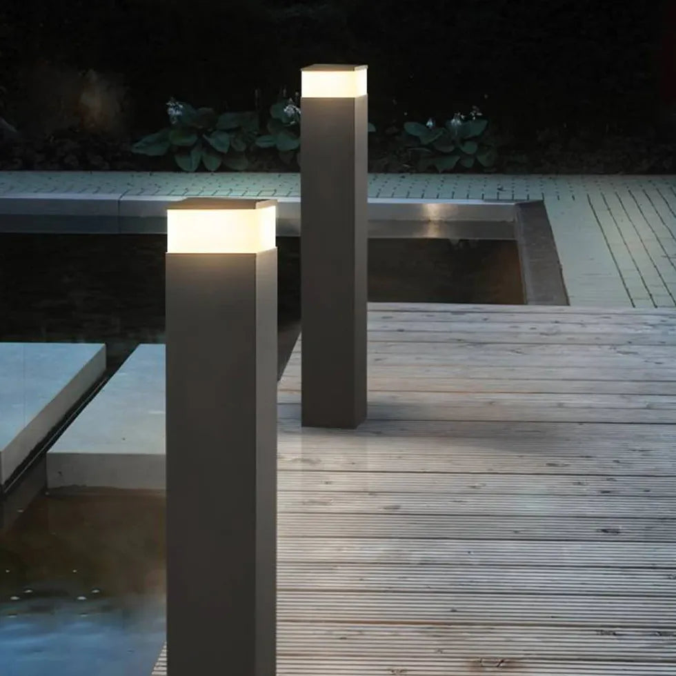 Black Post & Bollards Light Rectangular Orr Metal Led