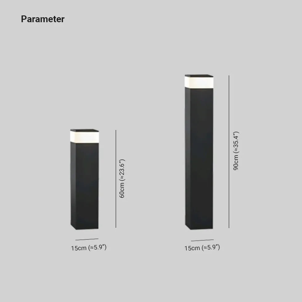 Black Post & Bollards Light Rectangular Orr Metal Led