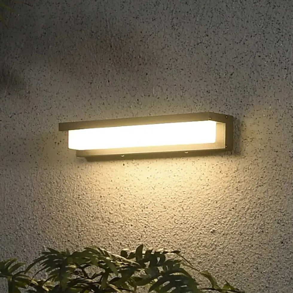 Black Solar Hybrid Rectangular Orr Metal & Acrylic Led Warm White Solar Outdoor Ip65