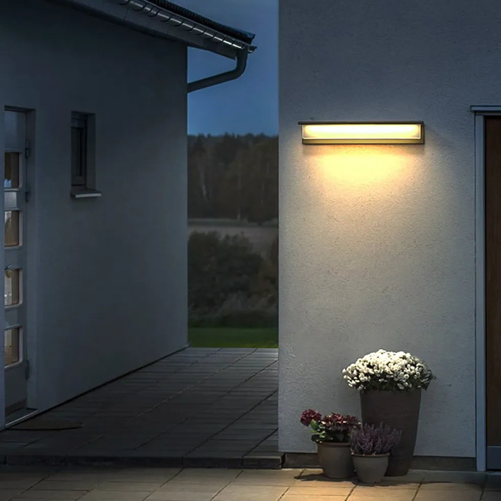 Black Solar Hybrid Rectangular Orr Metal & Acrylic Led Warm White Solar Outdoor Ip65