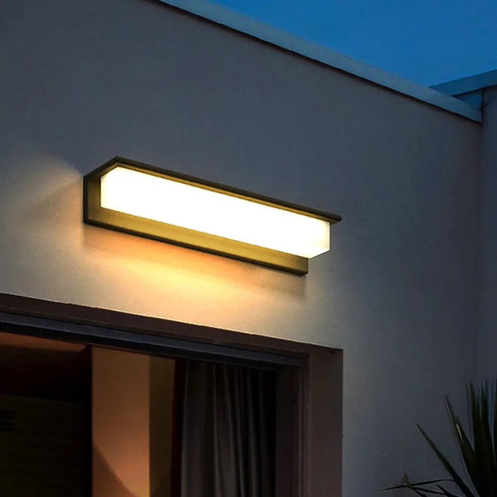 Black Solar Hybrid Rectangular Orr Metal & Acrylic Led Warm White Solar Outdoor Ip65