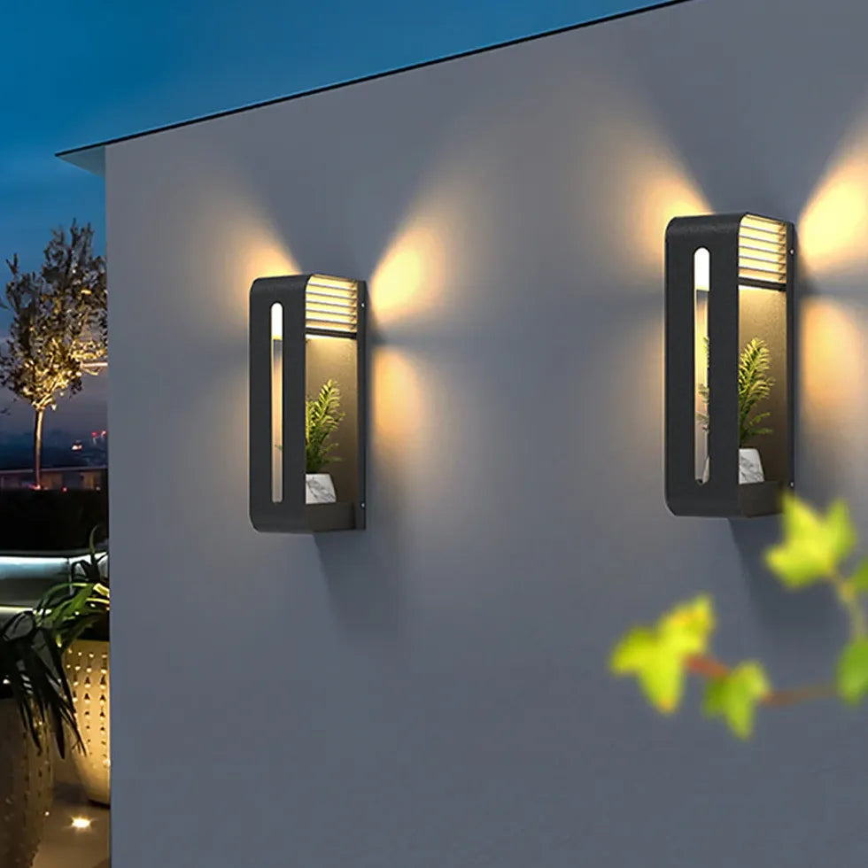 Black Solar Hybrid Rectangular Orr Metal & Acrylic Ip65 Outdoor Led Solar Warm White