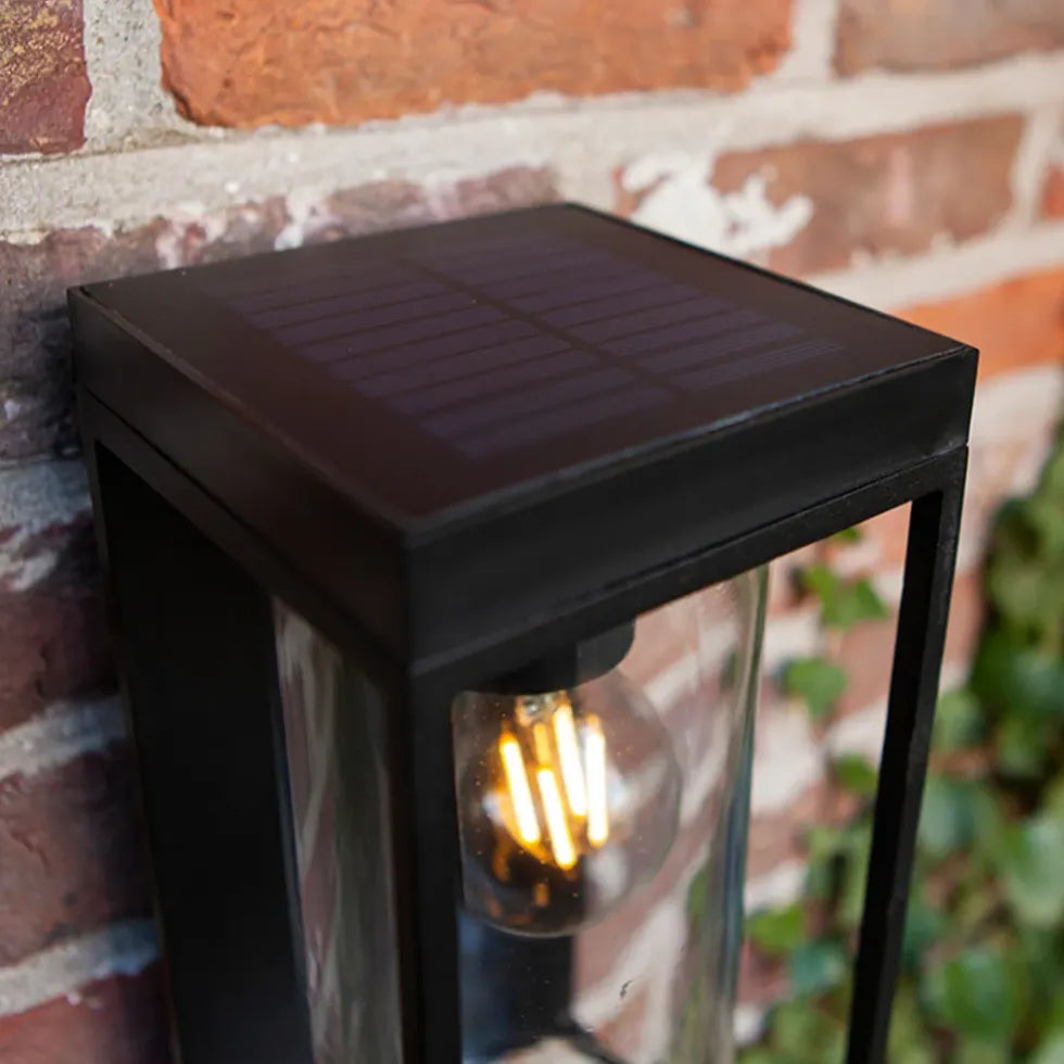 Black Lanterns Rectangular Orr Metal & Glass Ip65 Solar