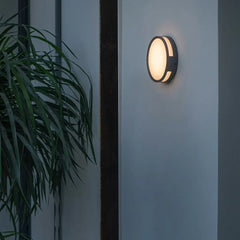 Black Outdoor Wall Light Round Orr Metal Outdoor Led