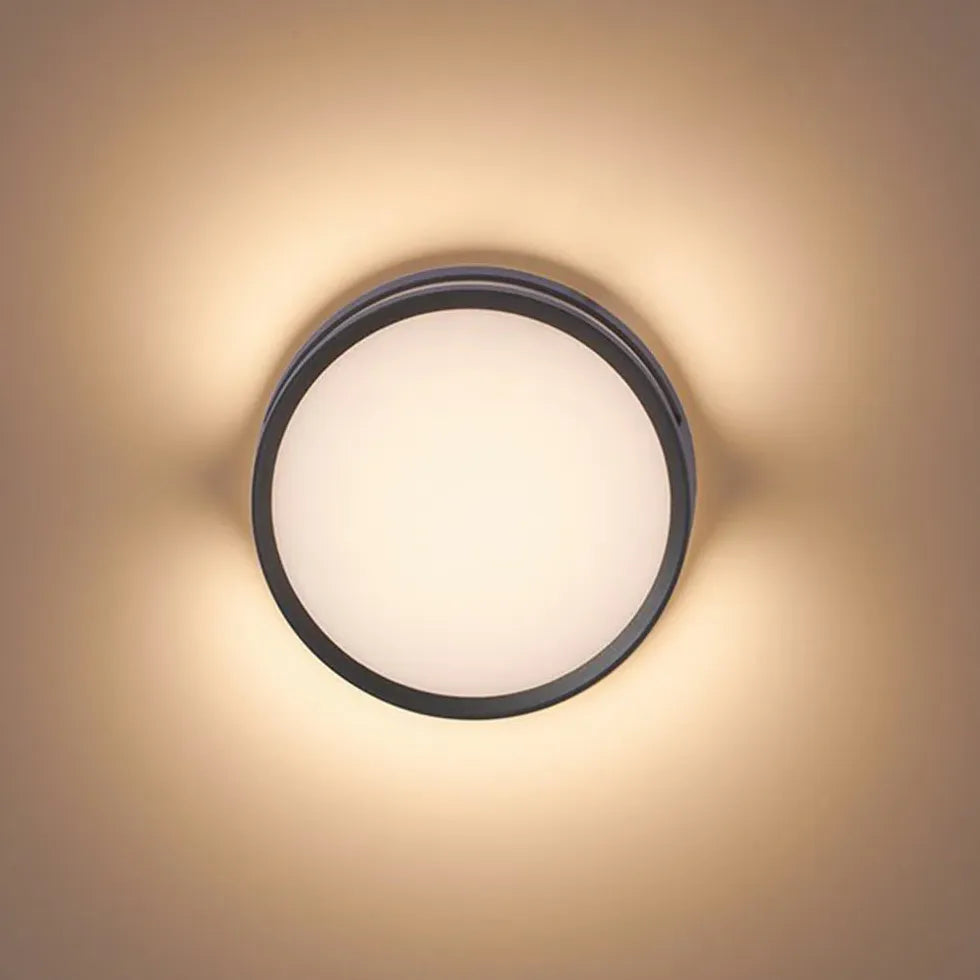 Black Outdoor Wall Light Round Orr Metal Outdoor Led