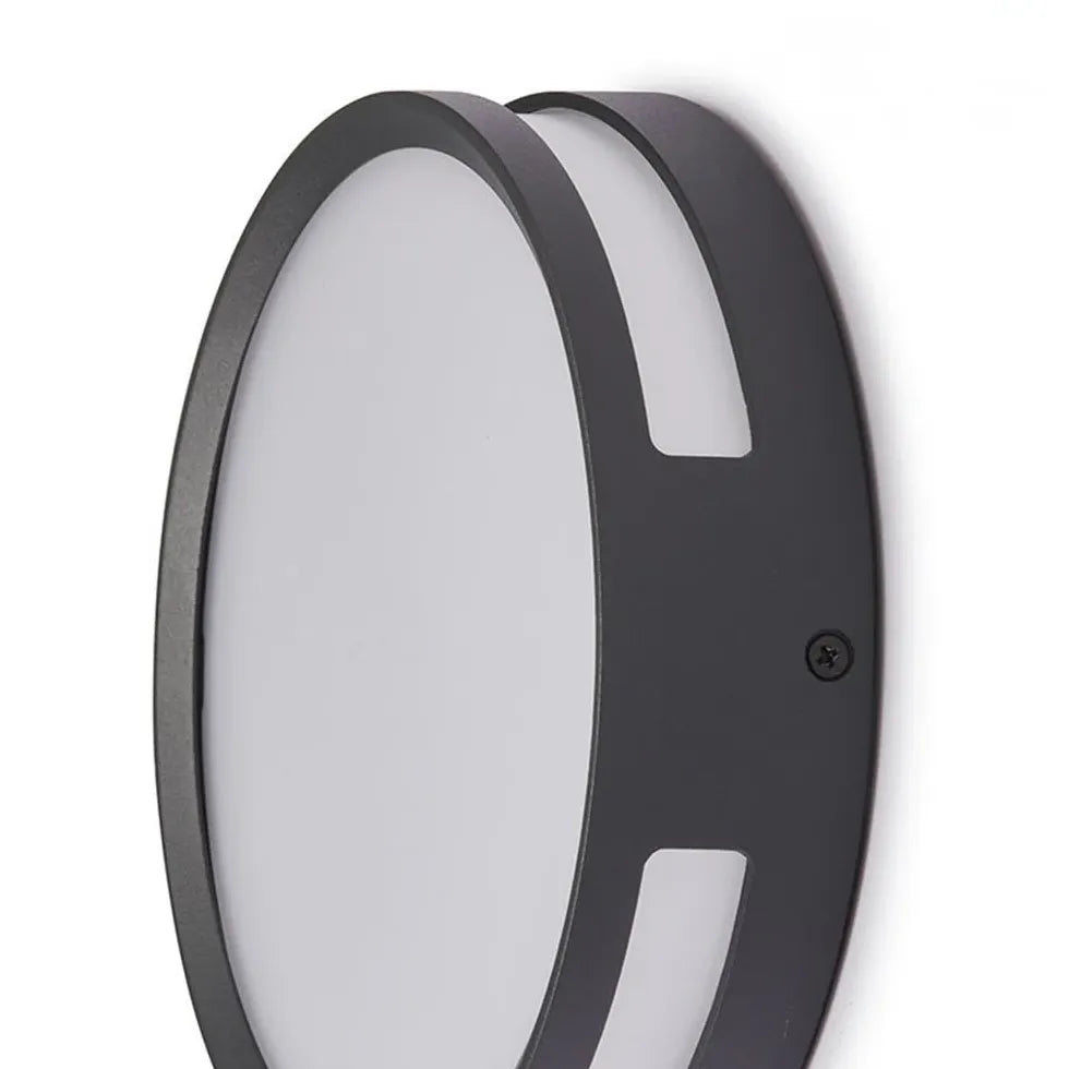 Black Outdoor Wall Light Round Orr Metal Outdoor Led