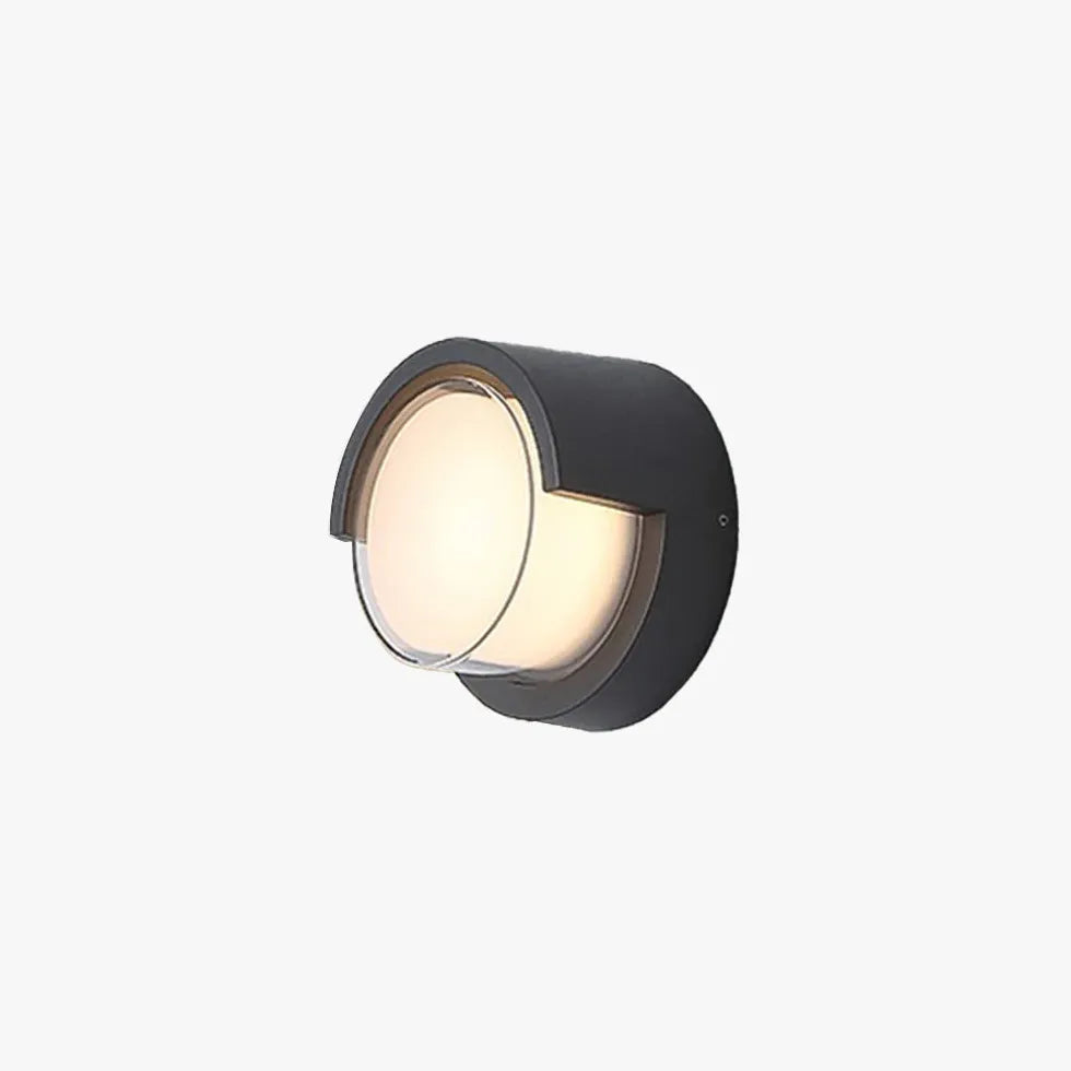 Black Outdoor Wall Light Round Orr Metal & Acrylic Warm White Led