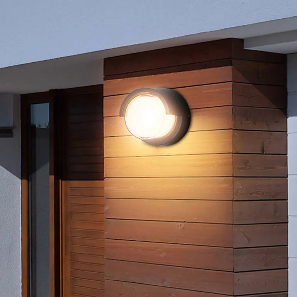 Black Outdoor Wall Light Round Orr Metal & Acrylic Warm White Led