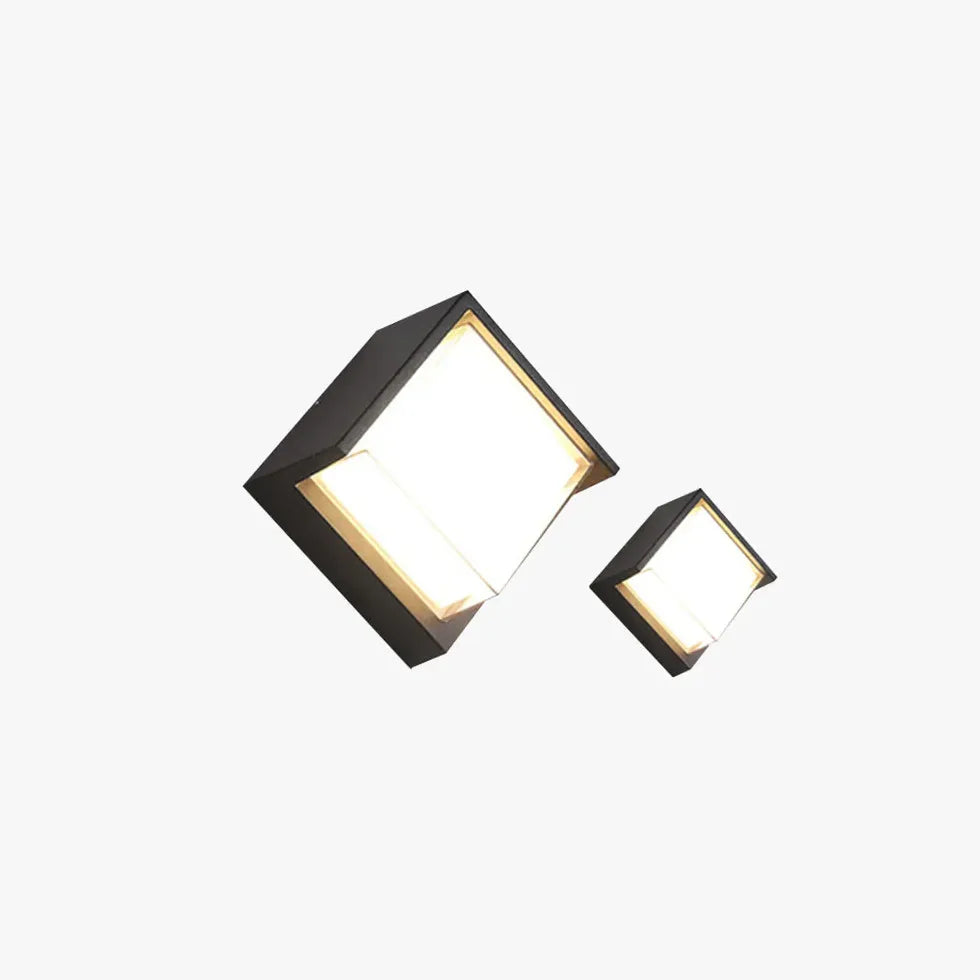 Black Outdoor Wall Light Square Orr Metal Led Outdoor