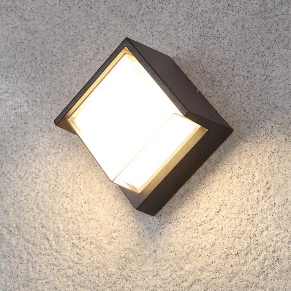 Black Outdoor Wall Light Square Orr Metal Led Outdoor