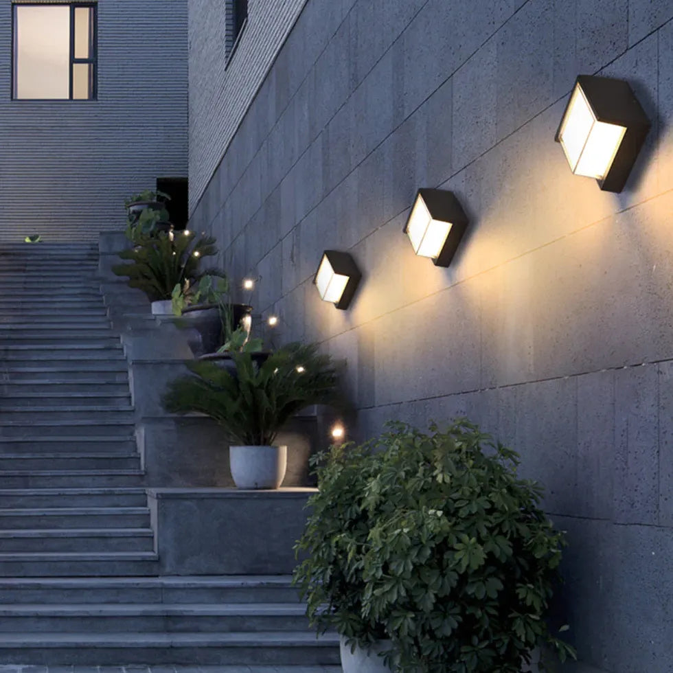 Black Outdoor Wall Light Square Orr Metal Led Outdoor