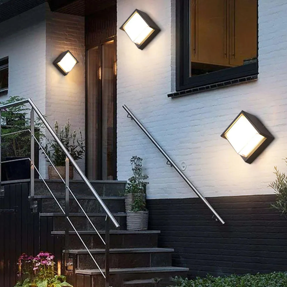 Black Outdoor Wall Light Square Orr Metal Led Outdoor