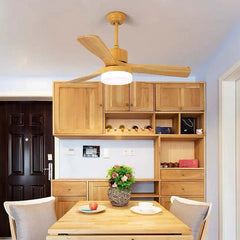 3-blade Ceiling Fan With Light, Wooden