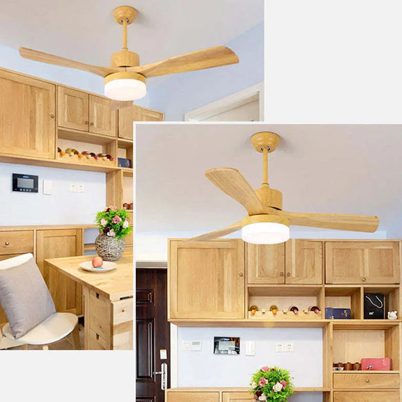 3-blade Ceiling Fan With Light, Wooden