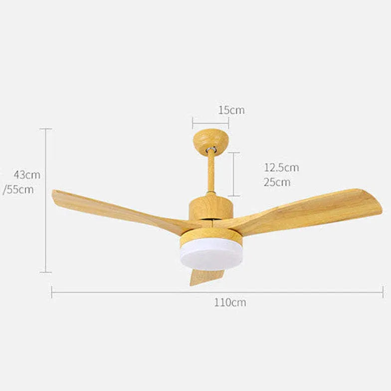 3-blade Ceiling Fan With Light, Wooden