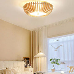 Flush Light For Living Room Round Ozawa Wood Ip20 Led