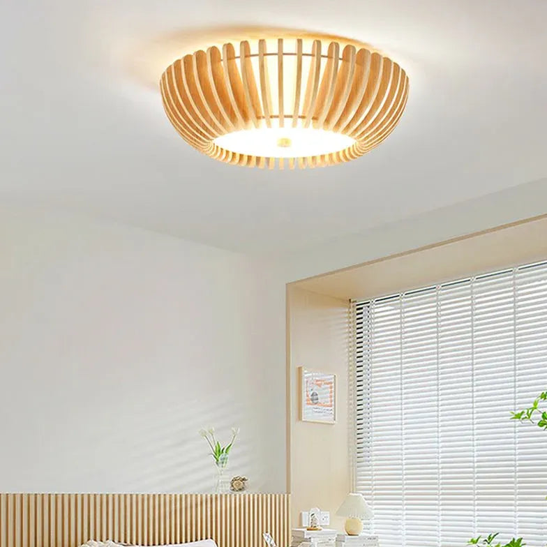 Flush Light For Living Room Round Ozawa Wood Ip20 Led