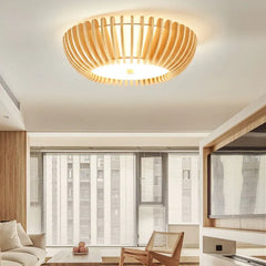 Flush Light For Living Room Round Ozawa Wood Ip20 Led