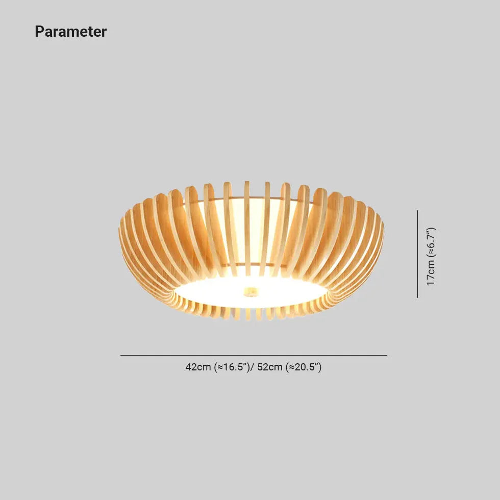 Flush Light For Living Room Round Ozawa Wood Ip20 Led