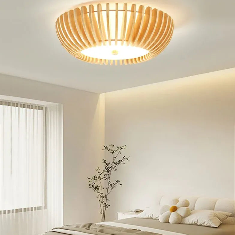 Flush Light For Living Room Round Ozawa Wood Ip20 Led