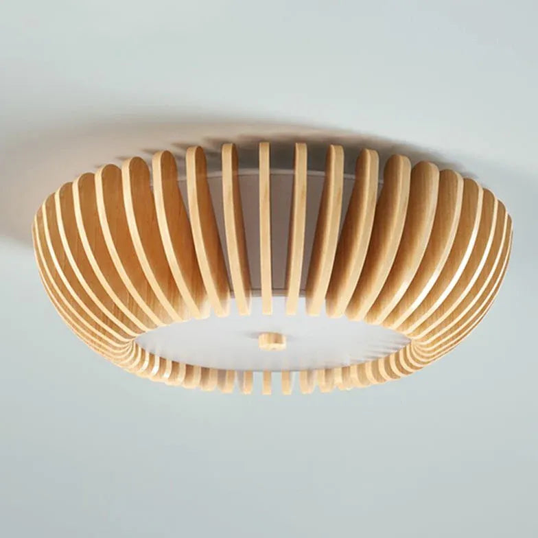 Flush Light For Living Room Round Ozawa Wood Ip20 Led