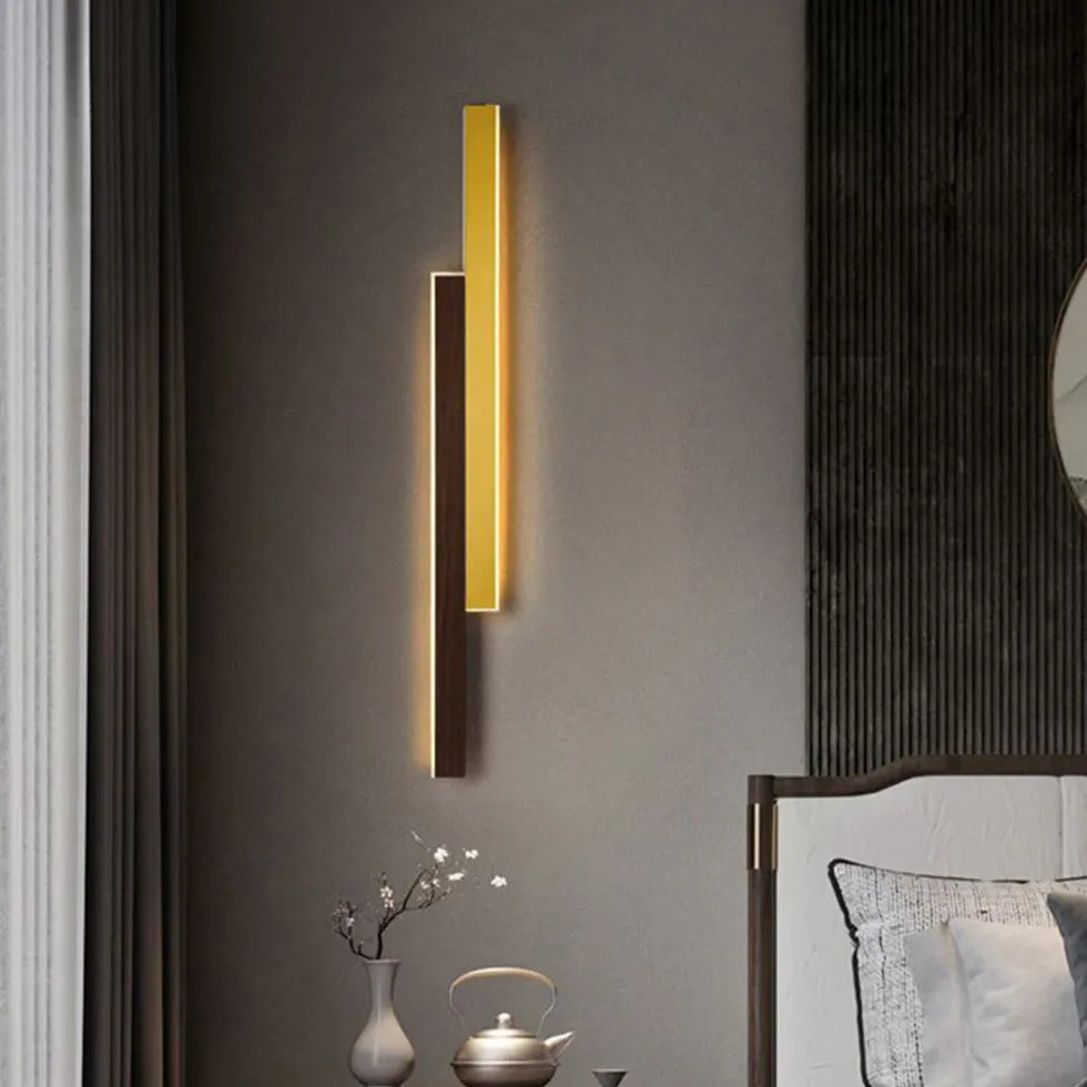 Brown Flush Wall Light For Bathroom Linear Ozawa Metal