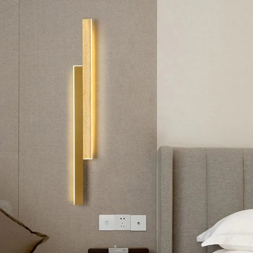 Brown Flush Wall Light For Bathroom Linear Ozawa Metal