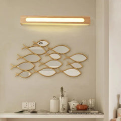 Brown Mirror Light For Bathroom Ozawa Wood Led