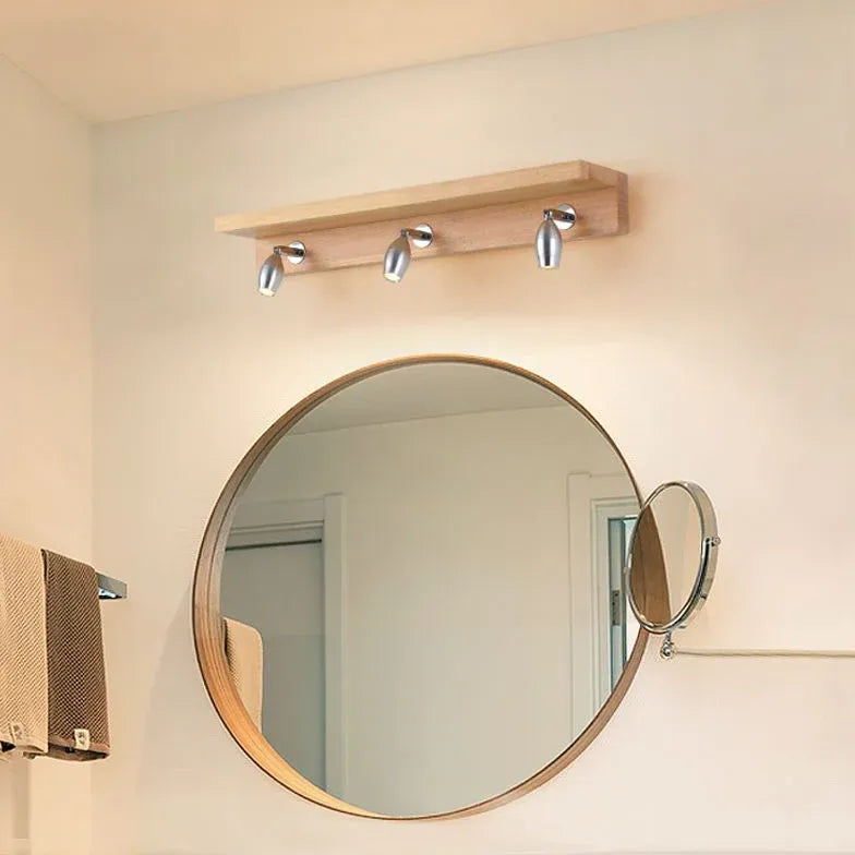 Brown Mirror Light For Bathroom Ozawa Wood Led