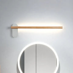 Flush Wall Light For Bathroom Linear Ozawa Wood Ip44 Led