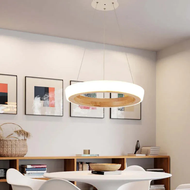 Ozawa Modern Ring Wood Pendant Light