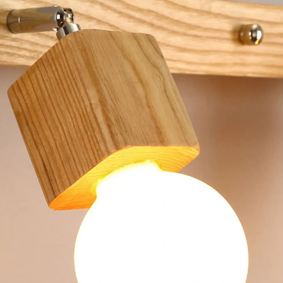 Multi Arm Wall Light For Bathroom Square Ozawa Metal & Wood Warm White