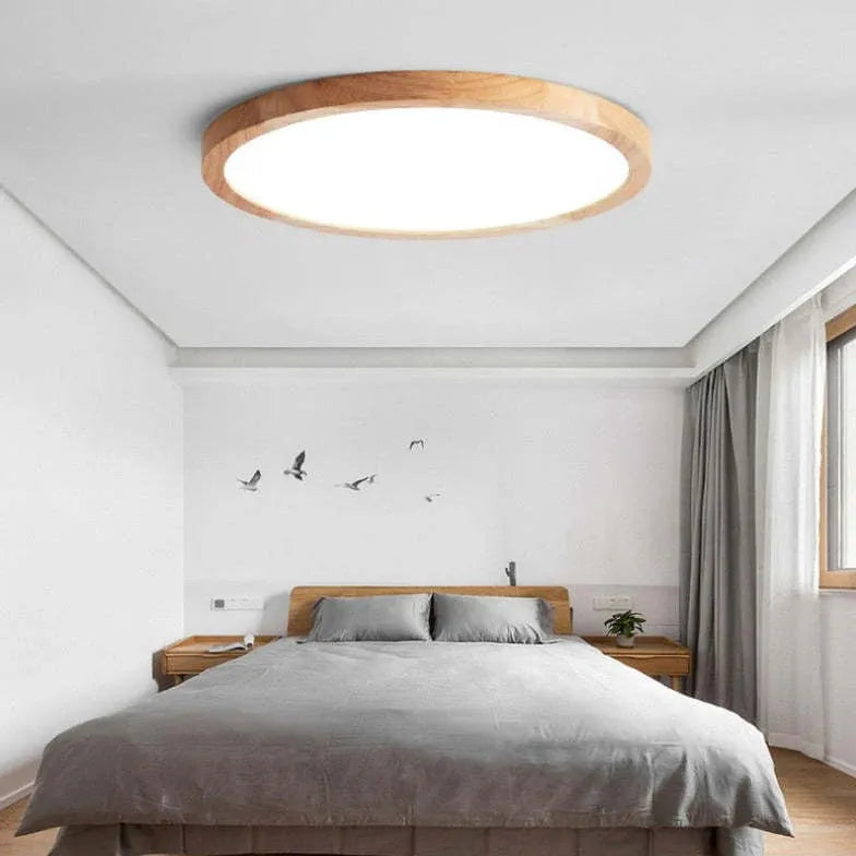 Flush Light For Bedroom Round Ozawa Wood