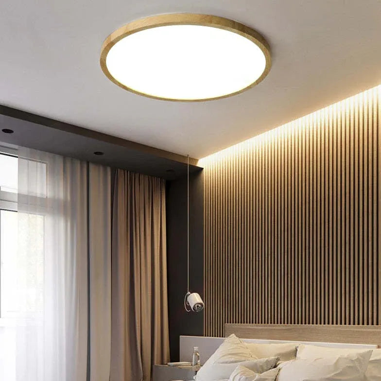 Flush Light For Bedroom Round Ozawa Wood