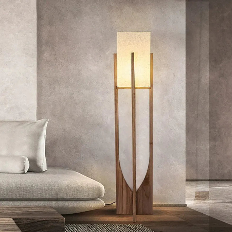 Floor Lamp For Study Room Rectangular Ozawa Wood Warm White Plug Led