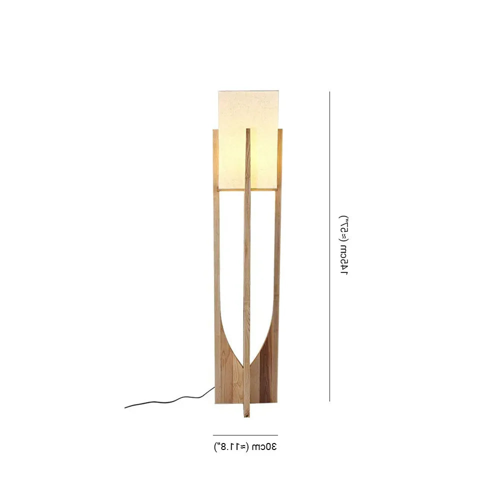 Floor Lamp For Study Room Rectangular Ozawa Wood Warm White Plug Led