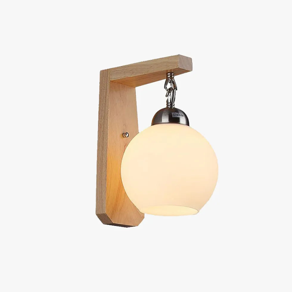 Single Arm Wall Light For Bathroom Ozawa Wood Ip44 Led