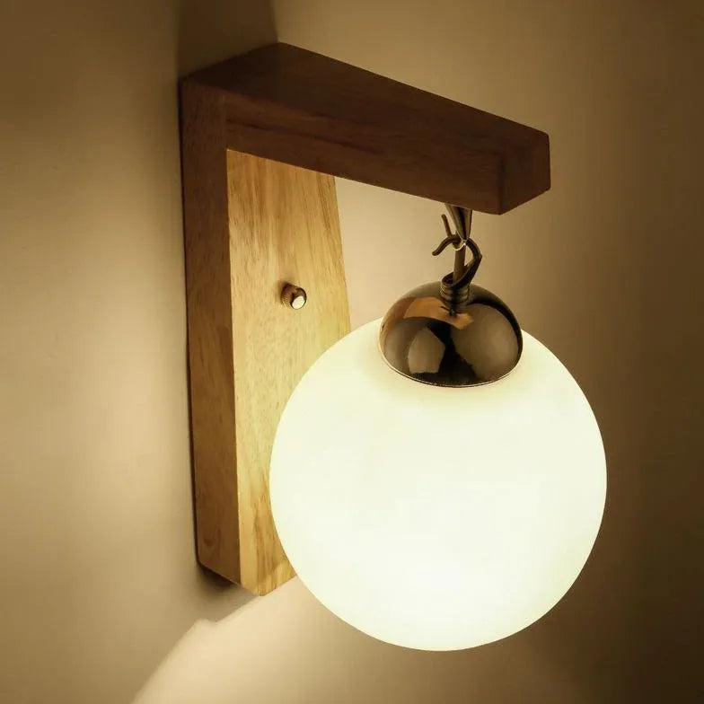 Single Arm Wall Light For Bathroom Ozawa Wood Ip44 Led