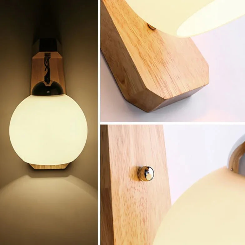 Single Arm Wall Light For Bathroom Ozawa Wood Ip44 Led