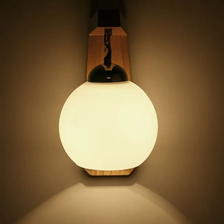 Single Arm Wall Light For Bathroom Ozawa Wood Ip44 Led