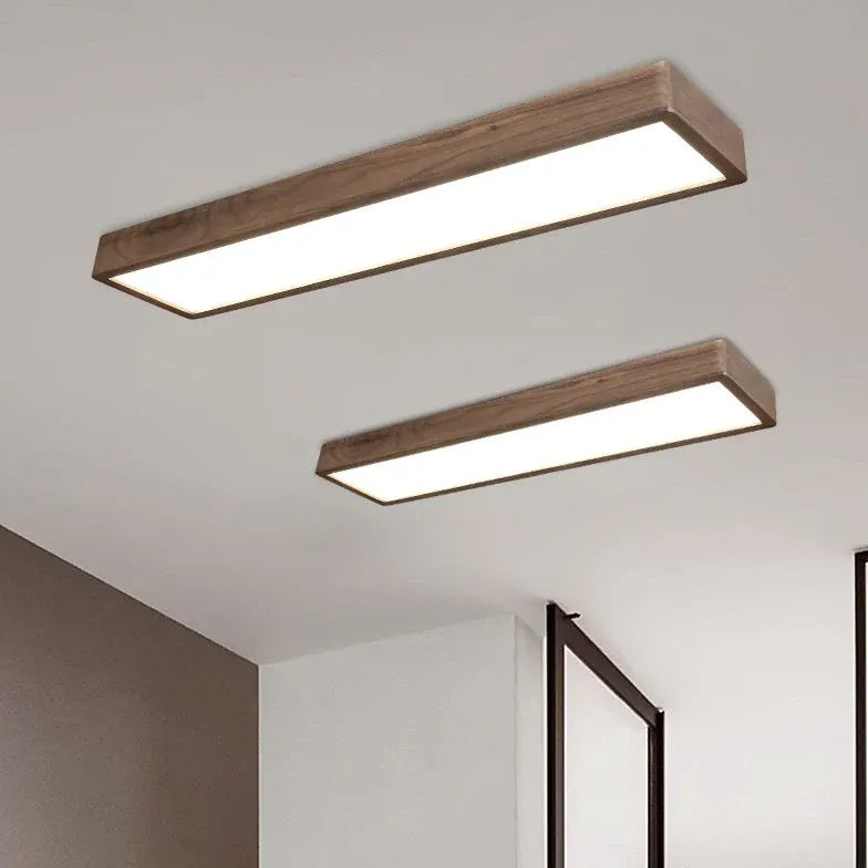 Flush Light For Bedroom Rectangular Ozawa Wood Led Ip20