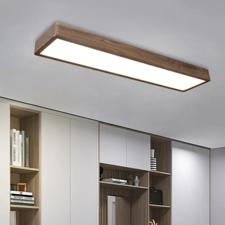 Flush Light For Bedroom Rectangular Ozawa Wood Led Ip20