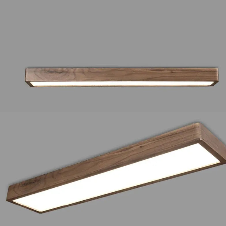 Flush Light For Bedroom Rectangular Ozawa Wood Led Ip20