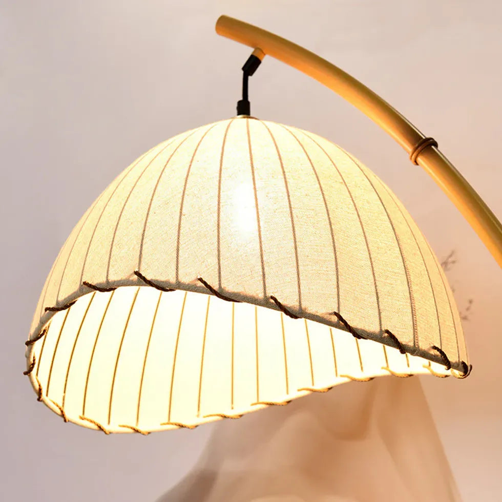 White Table Lamp For Bedroom Ozawa Metal & Fabric Led