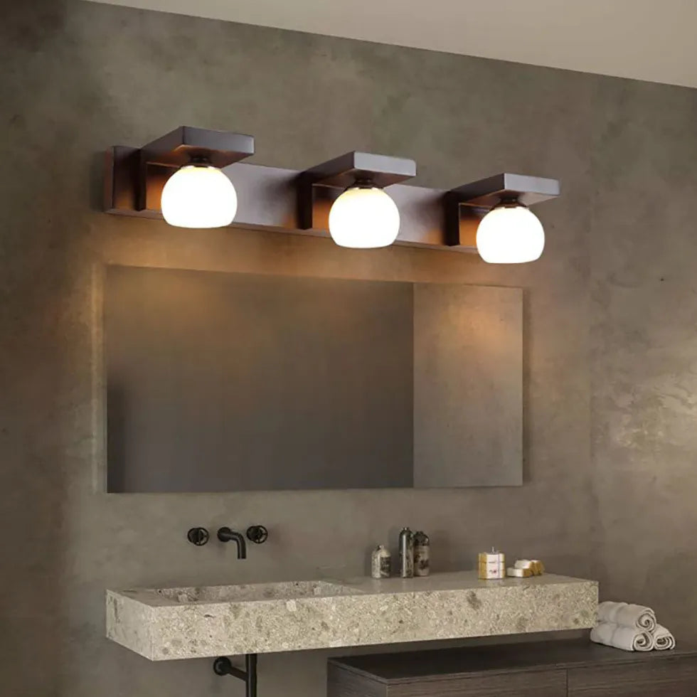 Brown Multi Arm Wall Light For Bathroom Ozawa Wood Bi-pin