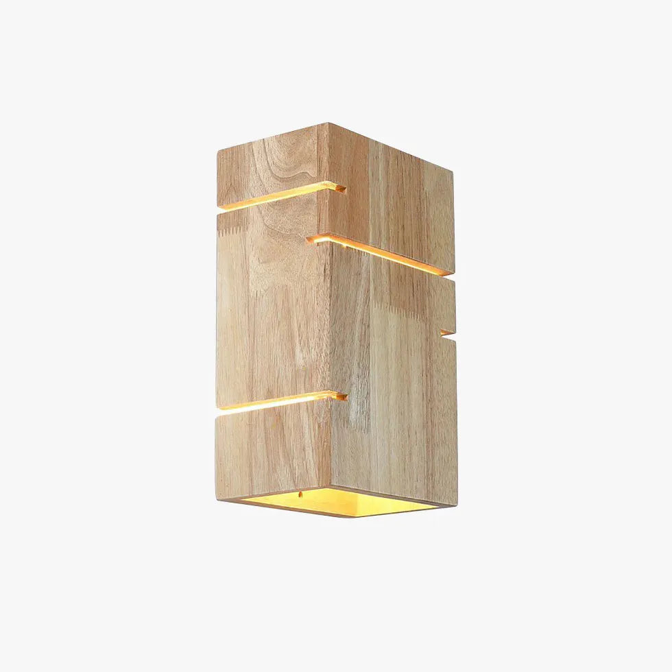 Flush Wall Light For Bedroom Rectangular Ozawa Wood