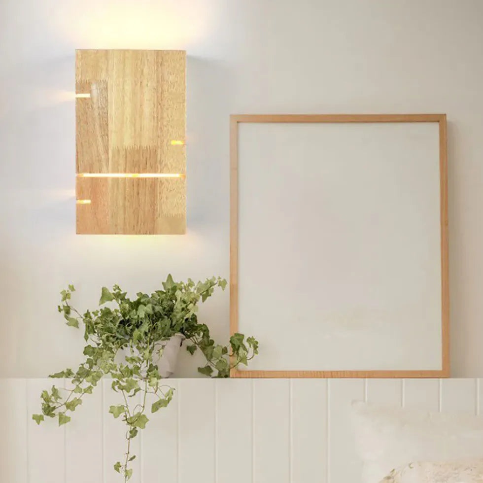 Flush Wall Light For Bedroom Rectangular Ozawa Wood