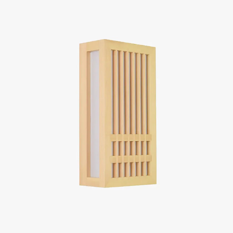 Flush Wall Light For Bedroom Rectangular Ozawa Wood Ip20 Cool White Led